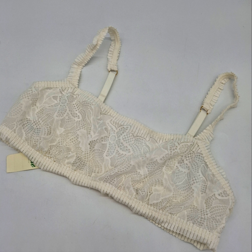 Aerie Coral Lace Bandeau Bralette Soft Muslin